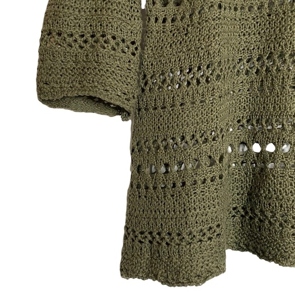 Le Chateau Olive Crochet See Through Top 3/4 Sleeves Boat Neck Small S - Picture 6 of 16